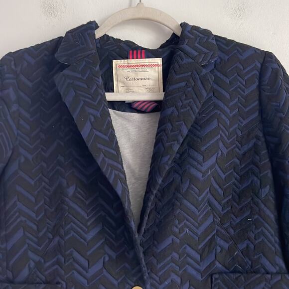 ANTHRO Cartonnier chevron textured single button professional career blazer sz 6 - Picture 2 of 6